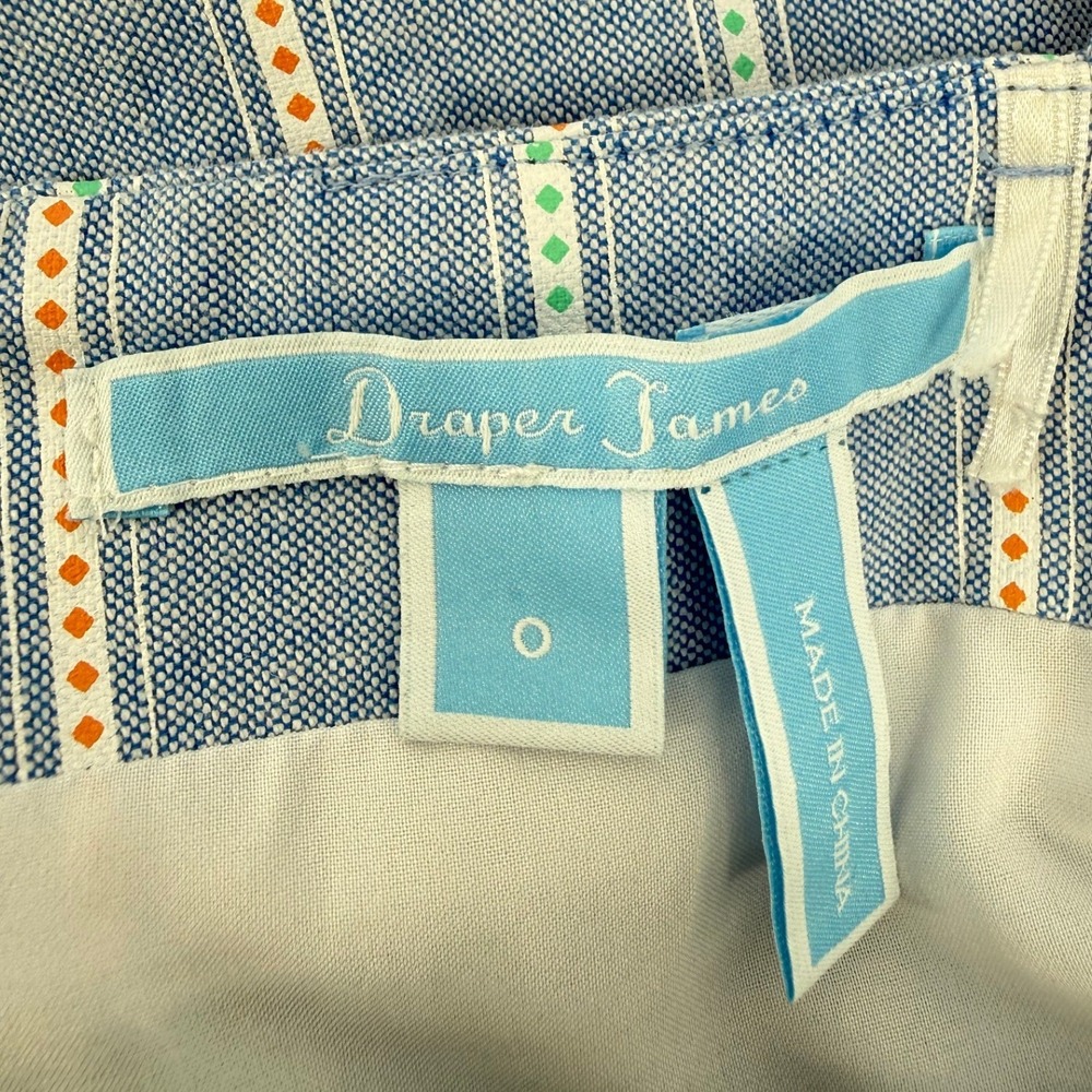 Draper James Button Front Dress Womens Size 0 Blue Striped Sleeveless Cotton - Picture 6 of 8